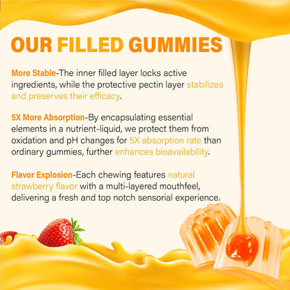 Liposomal Vitamin C Gummies 1000mg for Adults: Vitamin C Chewy Gummy with Zinc, Elderberry, Vitamins A & E
