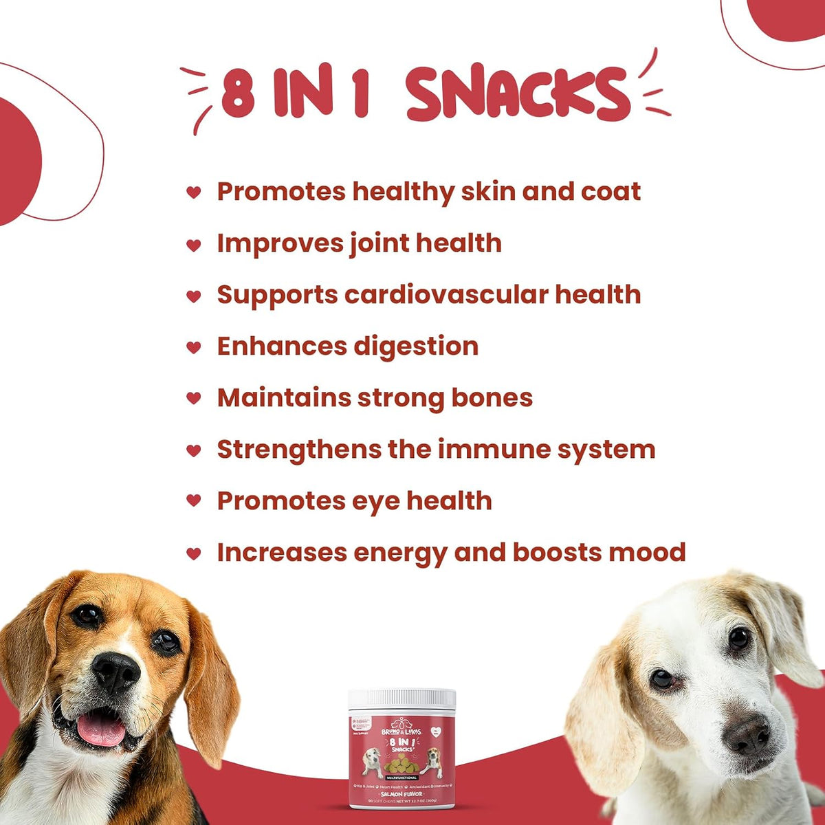 8-in-1 Multivitamin for Dogs with Glucosamine & Omega Fish Oil – Salmon Flavour – 90 Chews - görsel 5