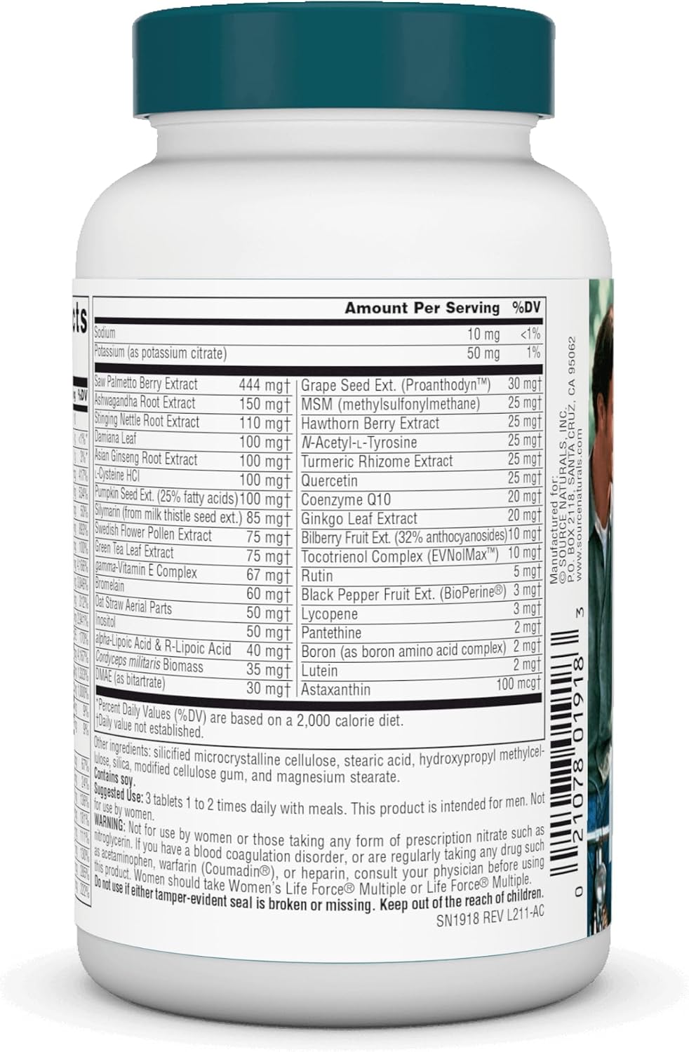 Source Naturals Men's Life Force Multiple Daily Multivitamin - 45 Tablets - görsel 2