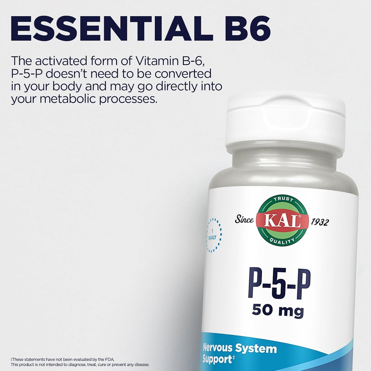 KAL Vitamin B6 Pyridoxal-5-Phosphate 50 mg Tablets, 50 Count - görsel 5