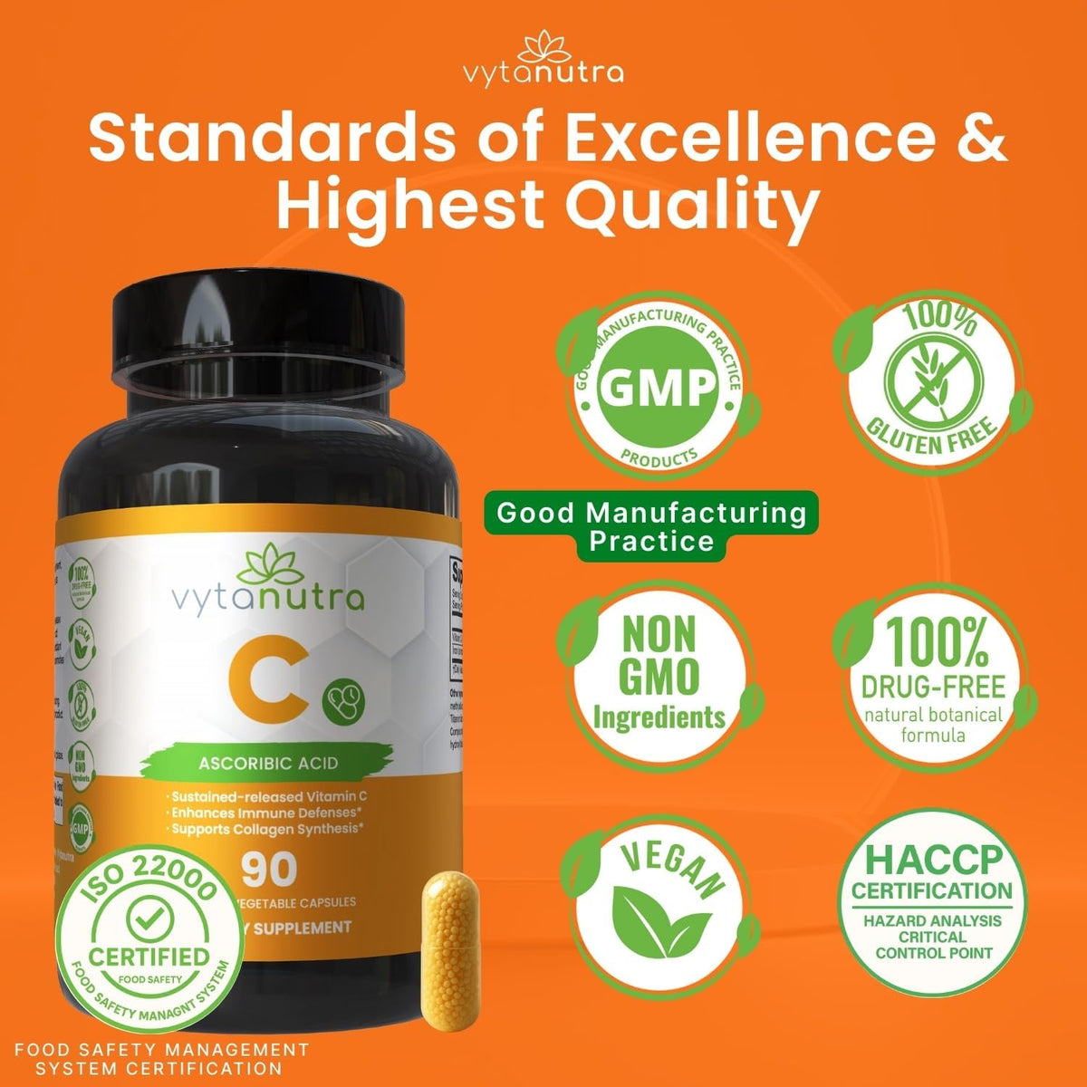 Vytanutra Immune Support Vitamin C – with Iron, Non-GMO, Vegan, Gluten-Free, Slow Release Beadlet Capsules, 90 Capsules - görsel 8