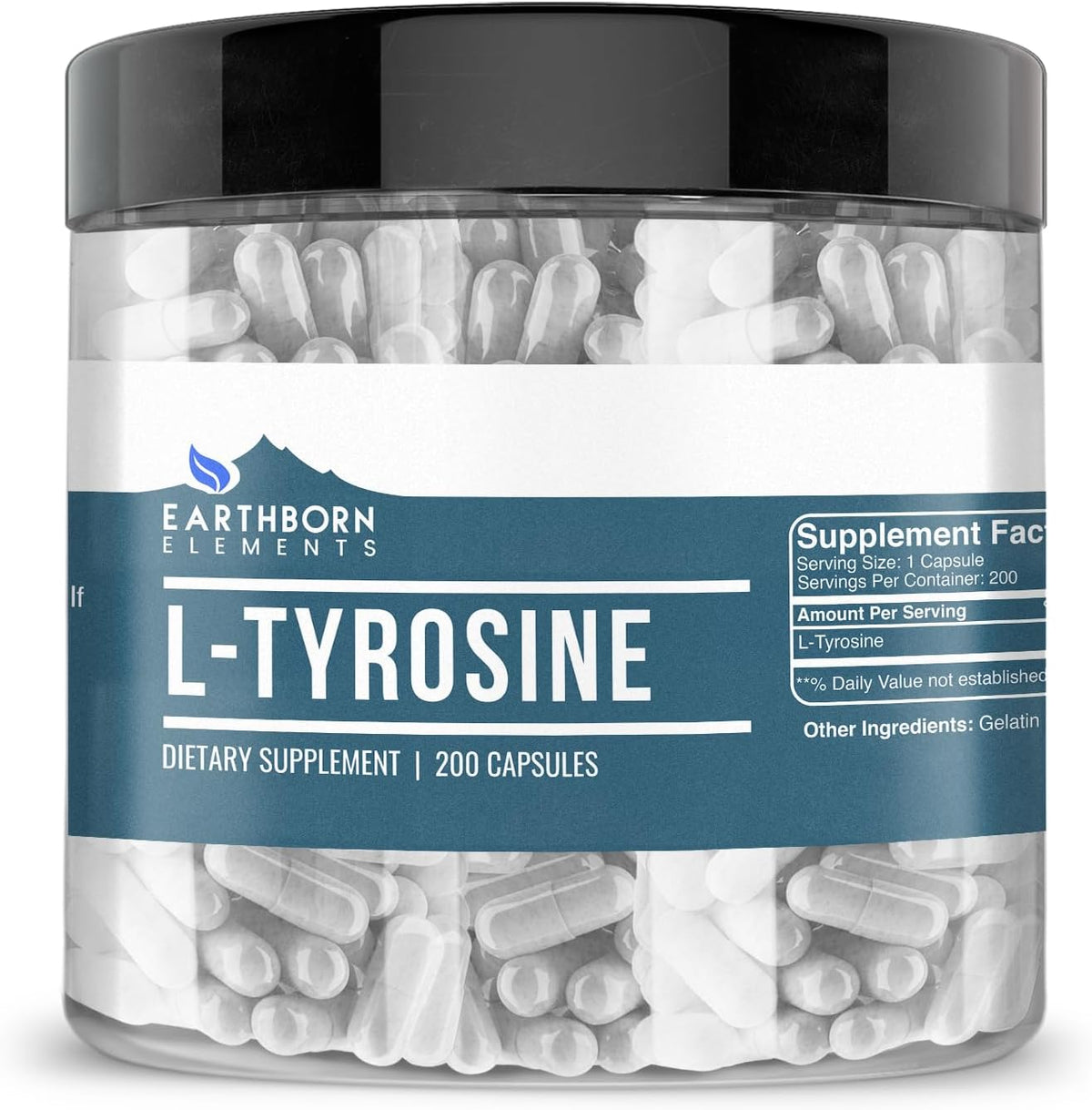 Earthborn Elements L-Tyrosine 200 Capsules, Pure and Undiluted, No Additives - görsel 1
