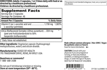 Klaire Labs C Plus with Bioflavonoids – High-Strength Vitamin C with Citrus Bioflavonoid Complex (90 Capsules)