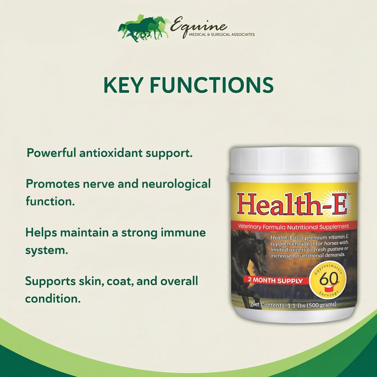 Health-E Vitamin E Supplement for Horses – High-Potency dl-Alpha Tocopherol Powder, 60 Servings - görsel 2
