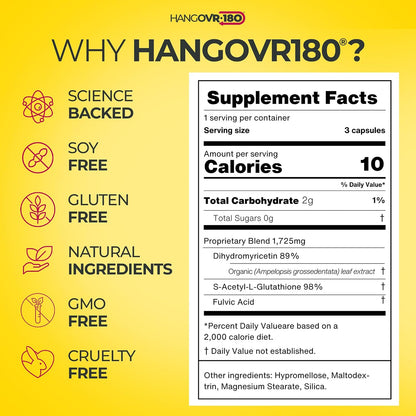 Hangovr180 Tri-Power Before Drinking Defence Supplement – 4 Pack