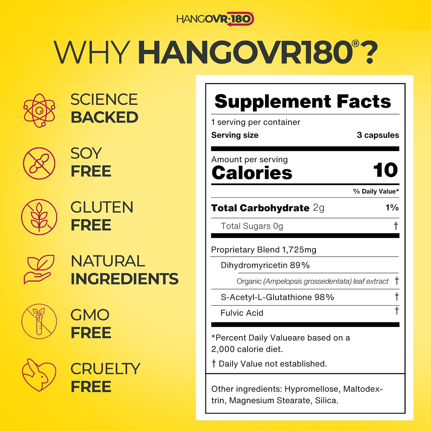 Hangovr180 Tri-Power Before Drinking Defence Supplement - DHM 1500mg, S-Acetyl Glutathione & Fulvic Acid (8 Pack) - görsel 9