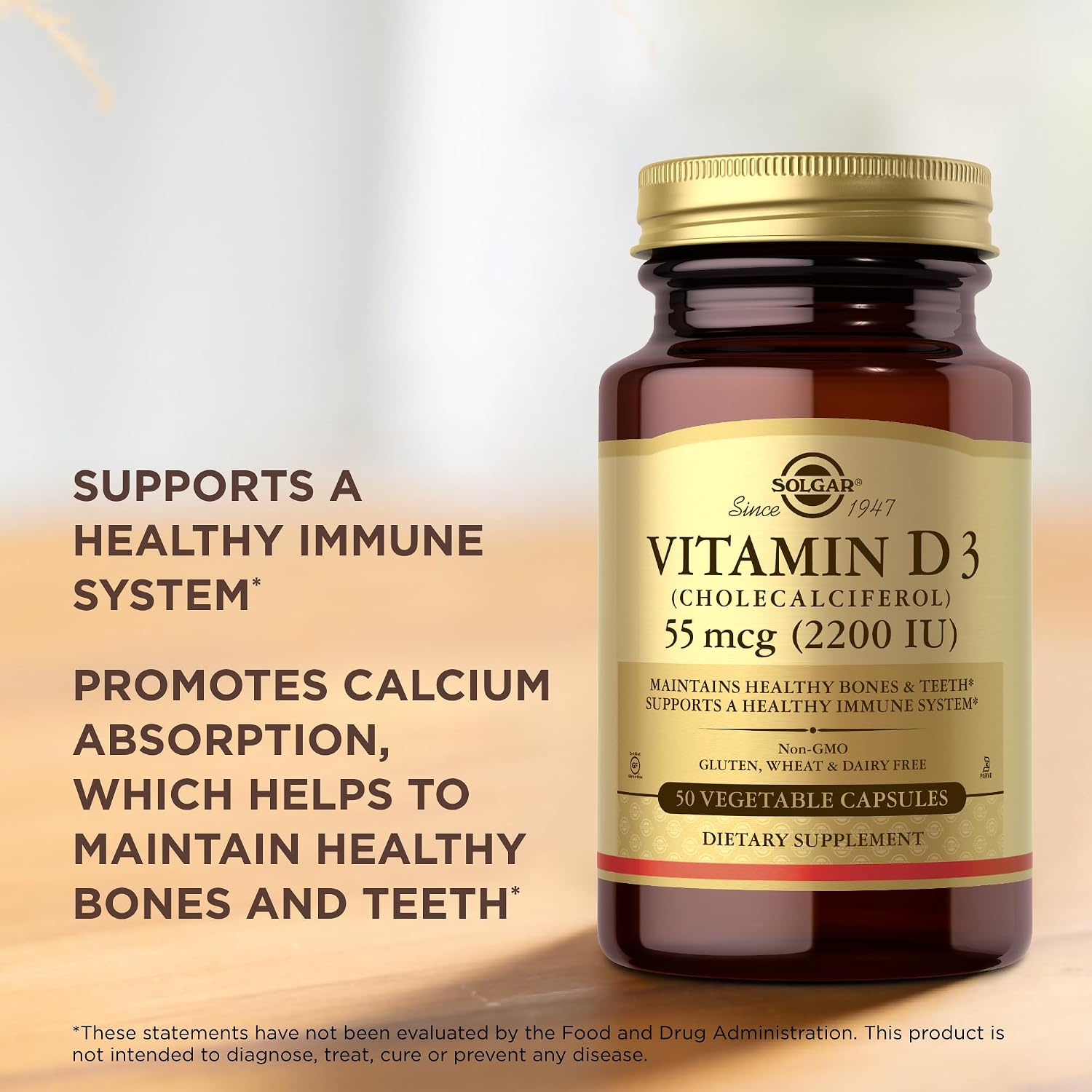 Solgar Vitamin D3 (Cholecalciferol) 55 mcg (2200 IU), 50 Vegetable Capsules - görsel 5