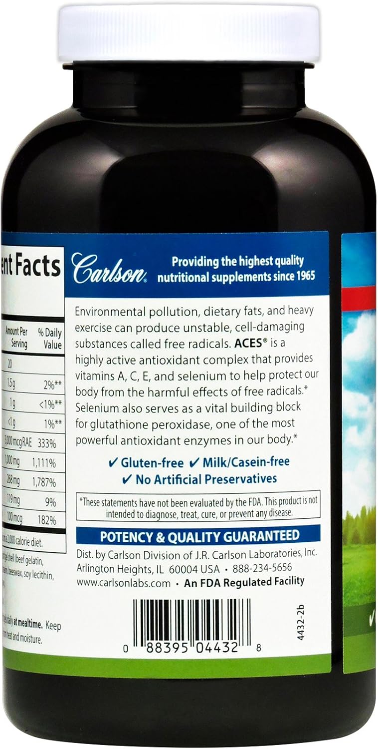 Carlson ACES Antioxidant Formula, 200 Softgels - görsel 3