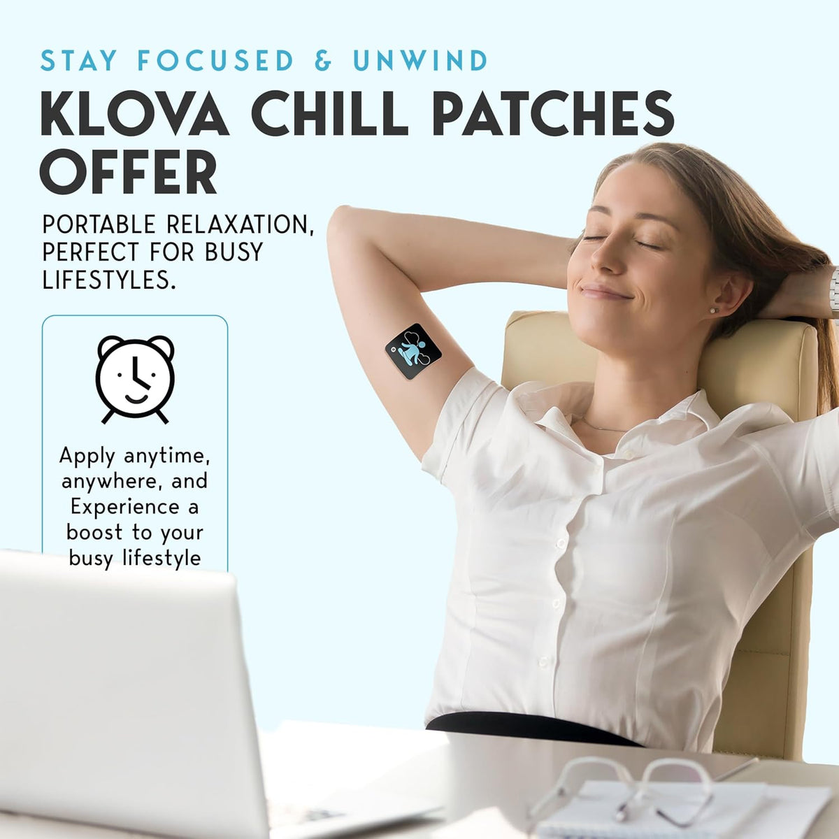 Klova Chill Patches – Transdermal Stress Relief with Sensoril Ashwagandha, Rhodiola, L-Theanine & GABA - görsel 5