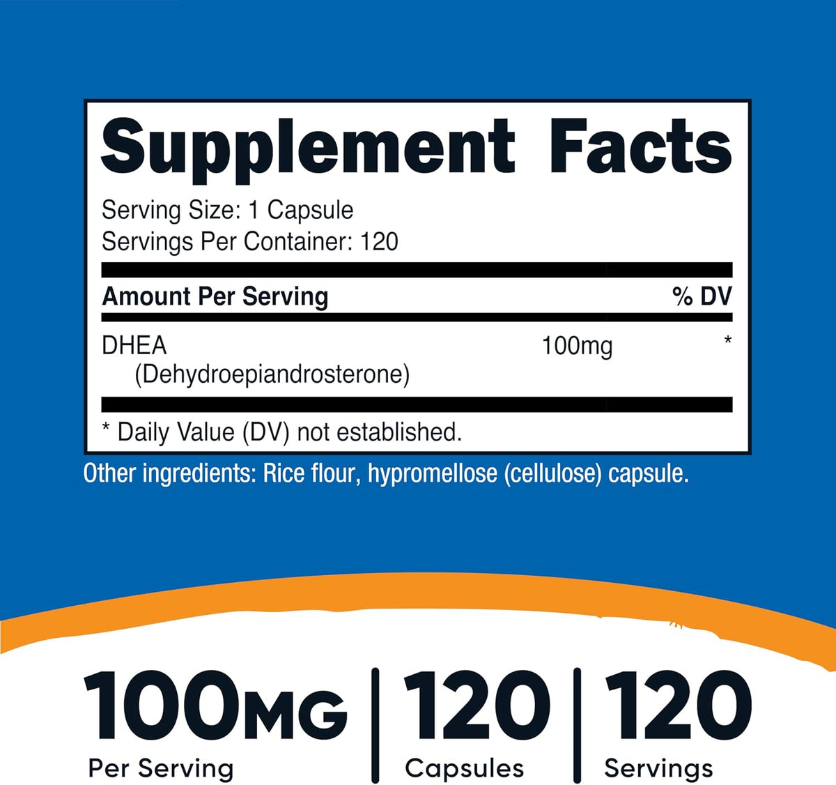 Nutricost DHEA 100mg, 120 Capsules - Gluten-free, Soya Free, Non-GMO - görsel 2