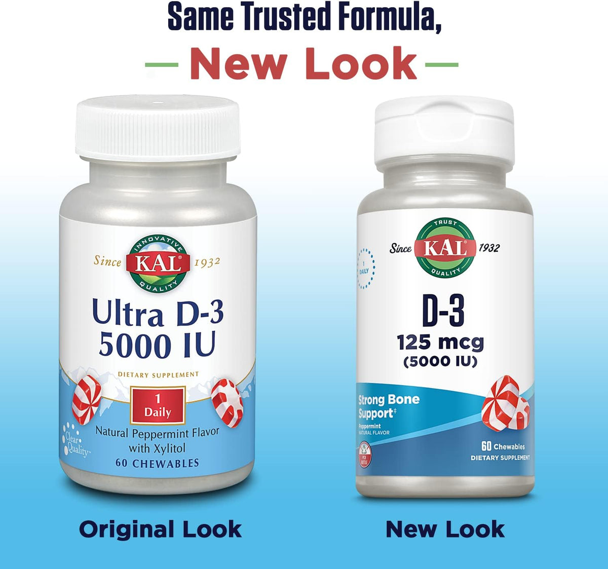 KAL Vitamin D3 Chewable, 5000 IU (125 mcg), Natural Peppermint Flavour, 60 Tablets - görsel 2