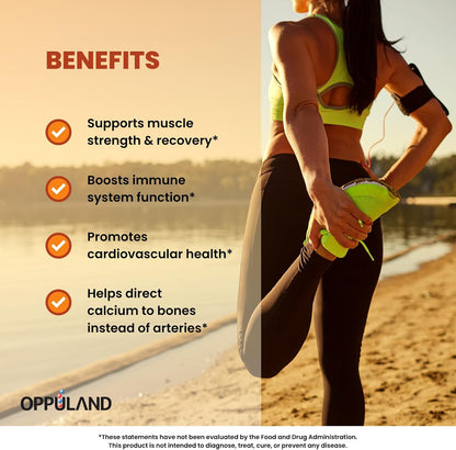 oppuland Vitamin D3 + K2 5000 IU - Liposomal Enhanced Absorption - MK-7 100mcg - 180 Softgels