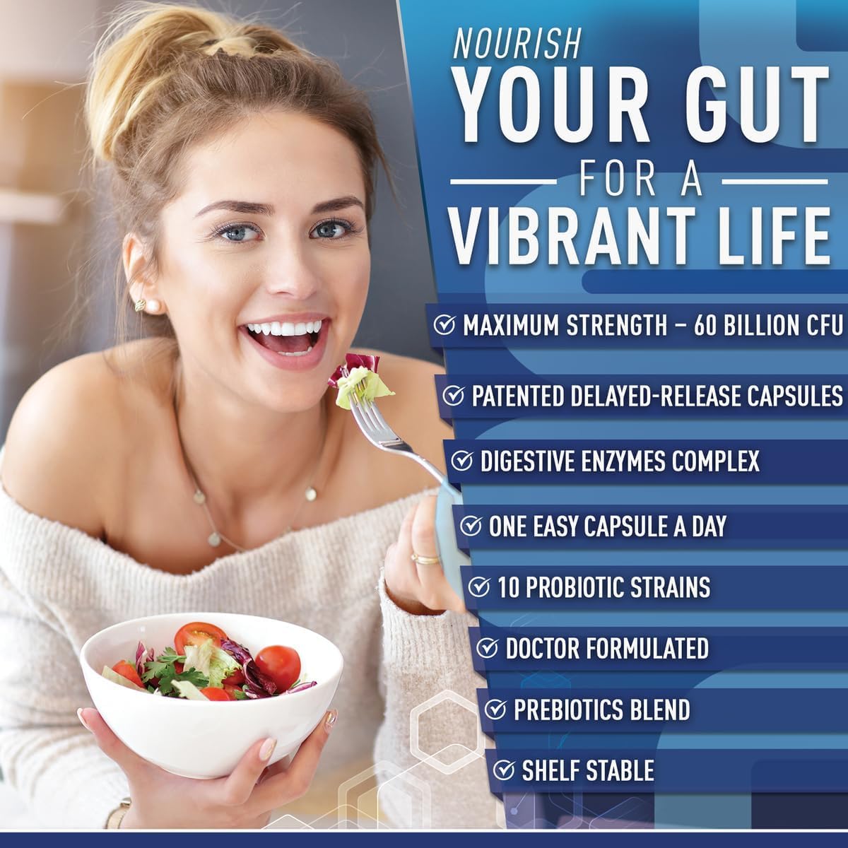Purely Optimal Probiotics for Digestive Health, 60 Billion CFU – Delayed-Release with Digestive Enzymes & Organic Prebiotics, 30 Capsules - görsel 5