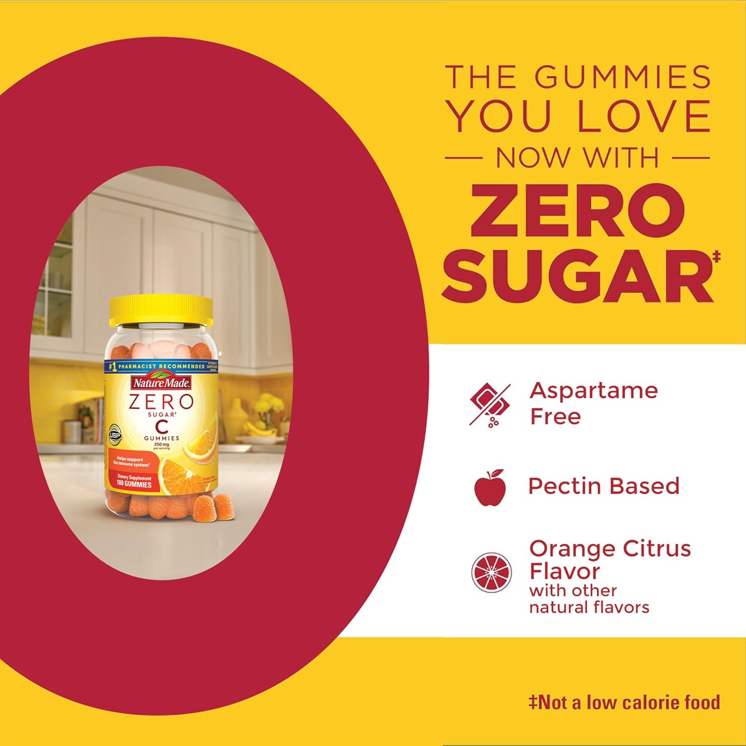 Nature Made Zero Sugar Vitamin C Gummies 250 mg, 100 Gummies (50-Day Supply) - görsel 3