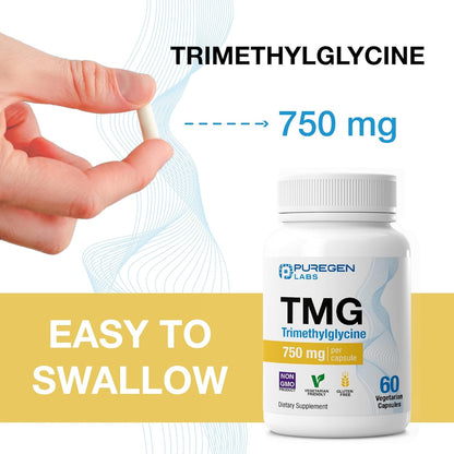 Puregen Labs TMG 750 mg – Trimethylglycine Supplement – 180 Vegetarian Capsules (3 Pack)