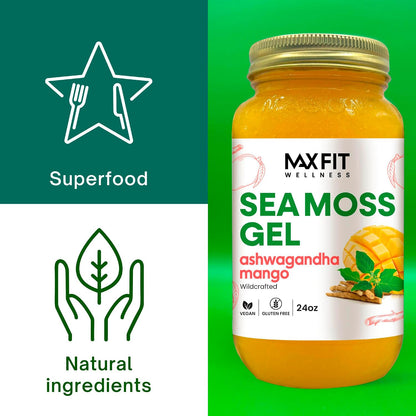 Wildcrafted Sea Moss Gel with Ashwagandha & Mango - 680g (24oz) | MAX FIT