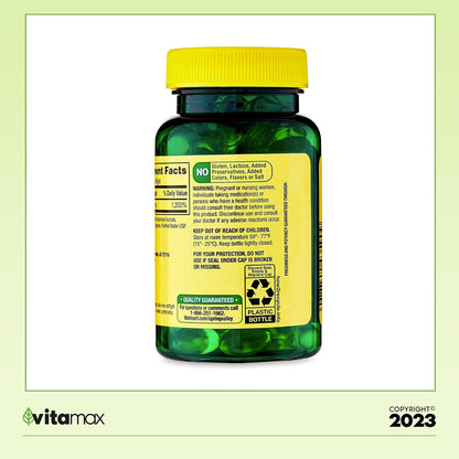 Spring Valley Vitamin E 180 mg (400 IU) Food Supplement Softgels, 100 Count