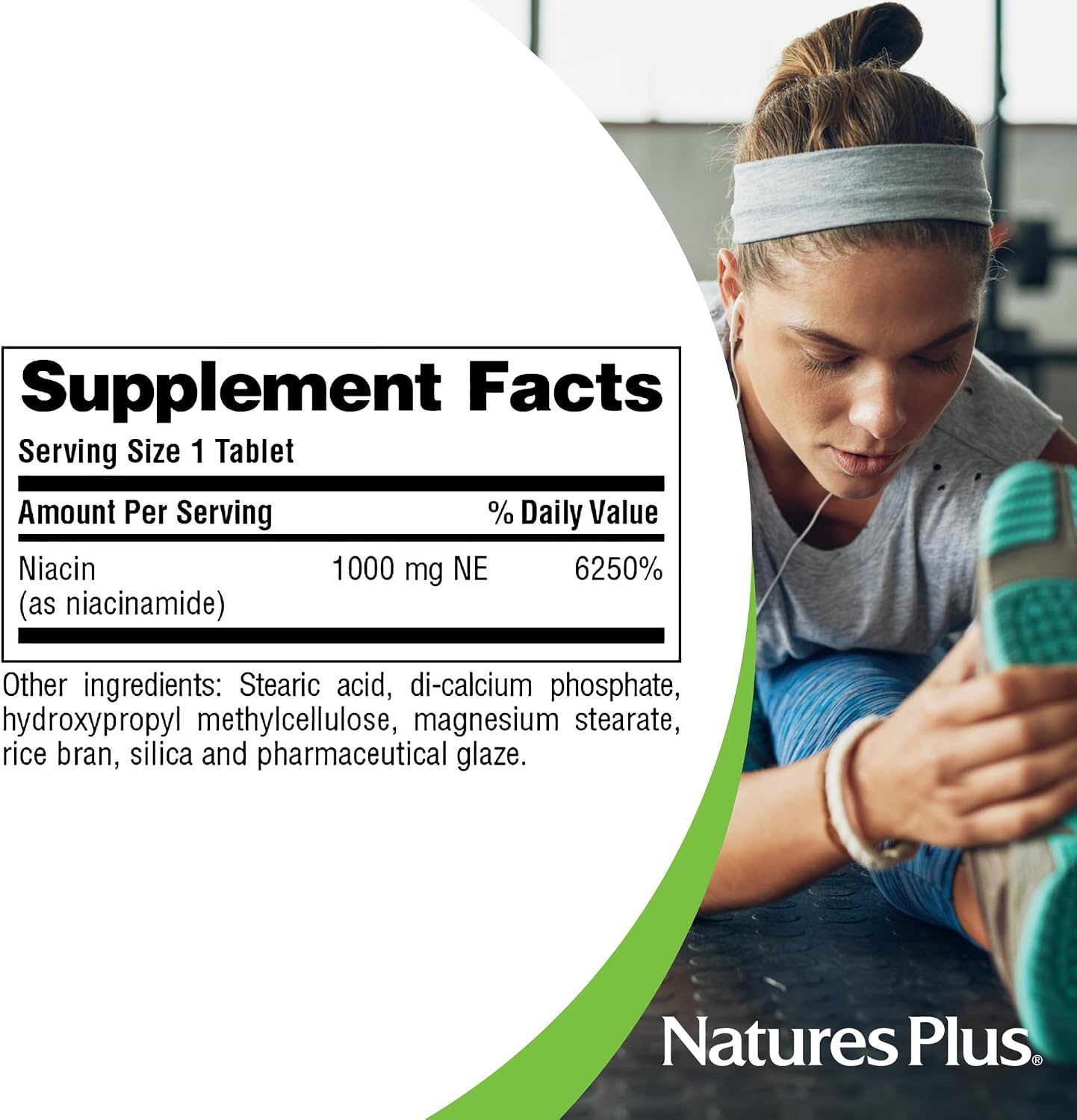 NaturesPlus Niacinamide, Sustained Release - 1000 mg, 90 Tablets - görsel 5