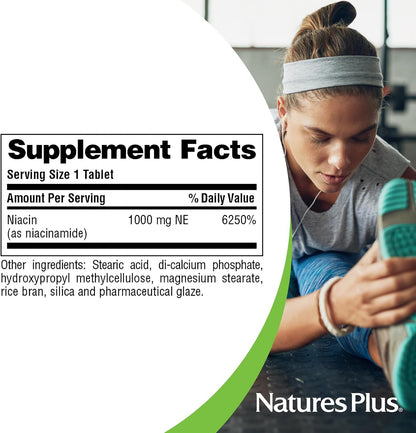 NaturesPlus Niacinamide, Sustained Release - 1000 mg, 90 Tablets
