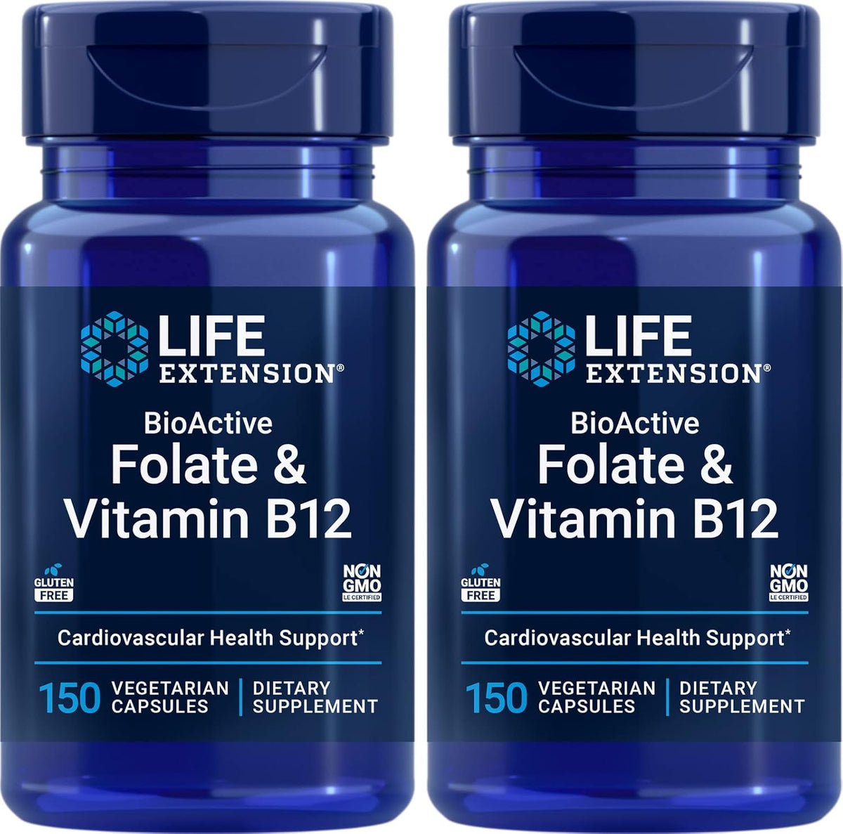 Life Extension BioActive Folate & Vitamin B12, 150 Vegetarian Capsules (2-Pack) - görsel 1