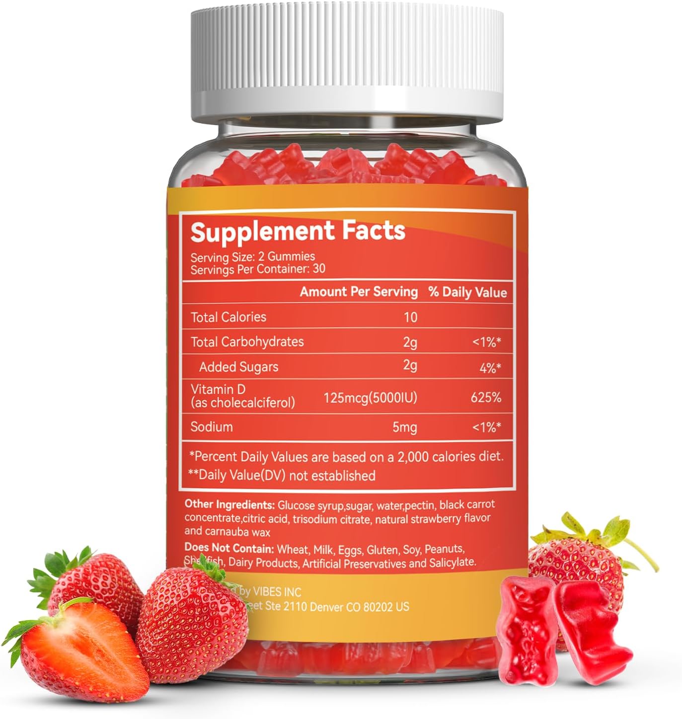 Agumoon Vitamin D3 5000 IU Gummies - Immune, Bone & Muscle Support - Non-GMO, Gluten-free, Dairy-Free - Strawberry Flavour - 60 Gummies - görsel 6