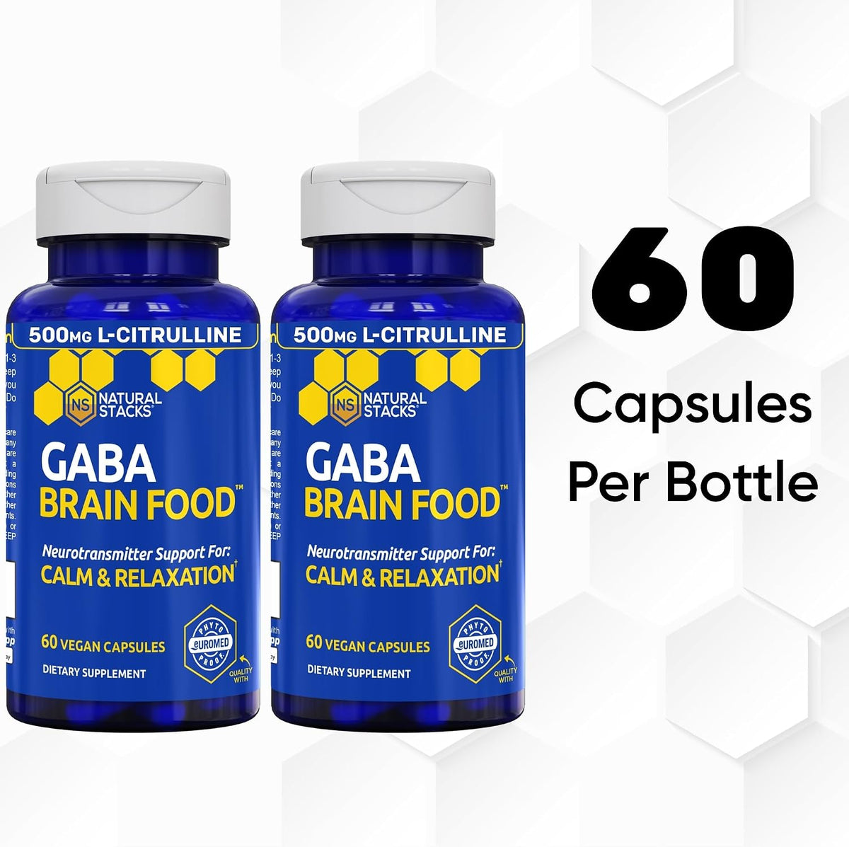GABA Brain Food - Supplement for Calm, Relaxation & Sleep Support with L-Citrulline and Grape Seed Extract - 120 Capsules - görsel 5