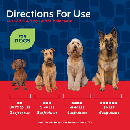 NaturVet Aller-911 Advanced Allergy Aid for Dogs and Cats – Antioxidant-Rich Pet Supplement with Omegas, DHA, EPA – Supports Normal Immune System, Skin Moisture and Coat Health – 180 Soft Chews