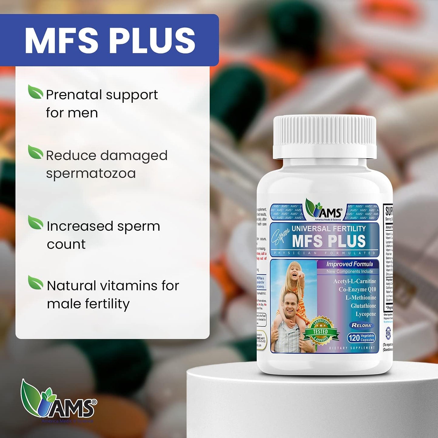 America Medic & Science MFS Plus Fertility Supplements for Men (120 Capsules) - görsel 2