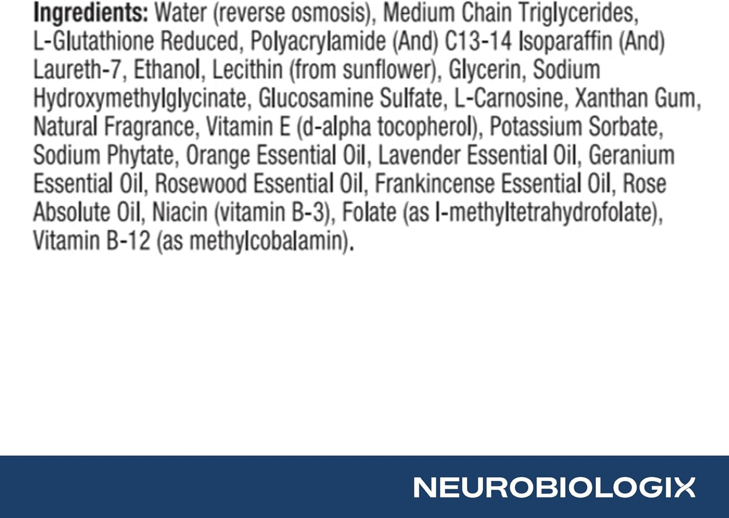 Neurobiologix Glutathione Topical Cream - Transdermal L-Glutathione with Vitamin E, B12, B3 & Folate, L-Carnosine, Essential Oils & Antioxidants, 48 g - görsel 4