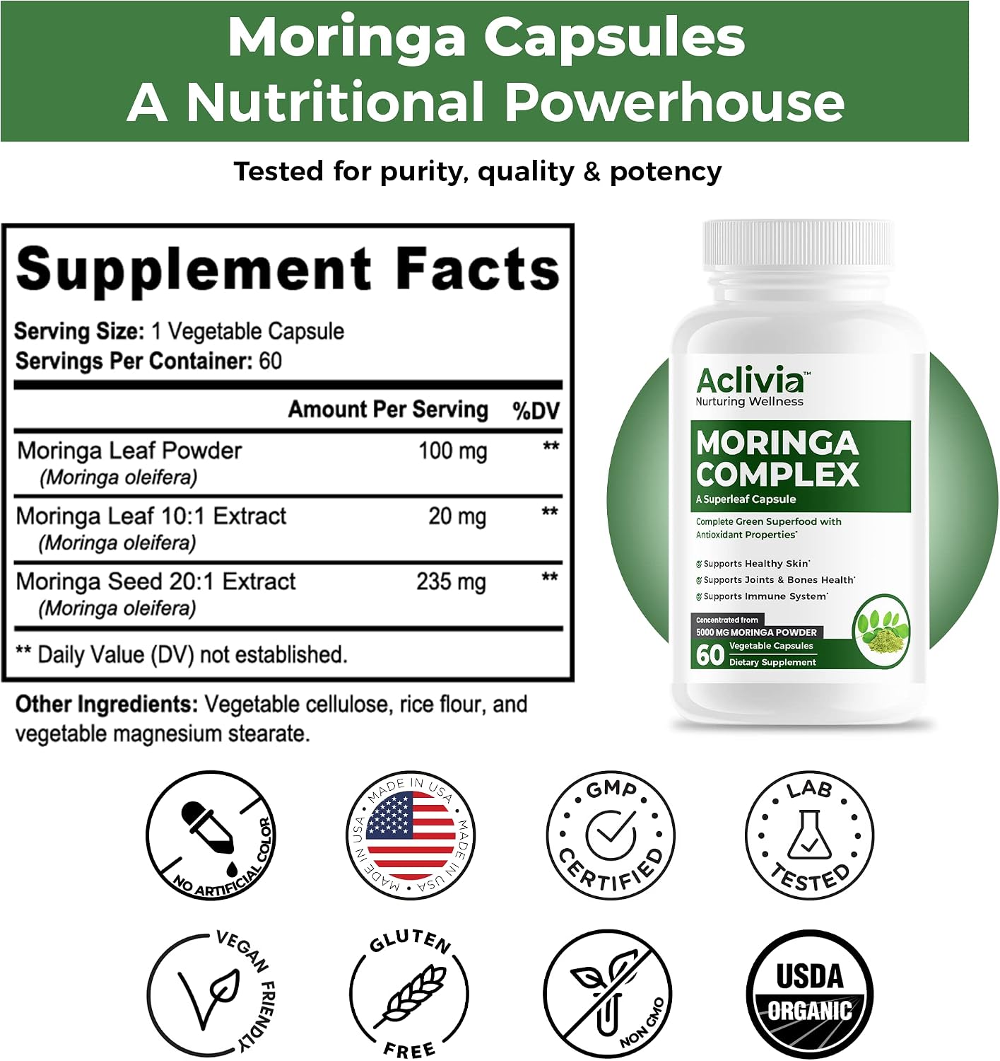 Moringa Complex - Maximum Strength Moringa Oleifera Food Supplement - 5000mg - 60 Capsules - görsel 4