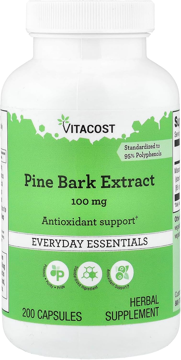 Vitacost Pine Bark Extract, 100 mg, 200 Capsules - görsel 1