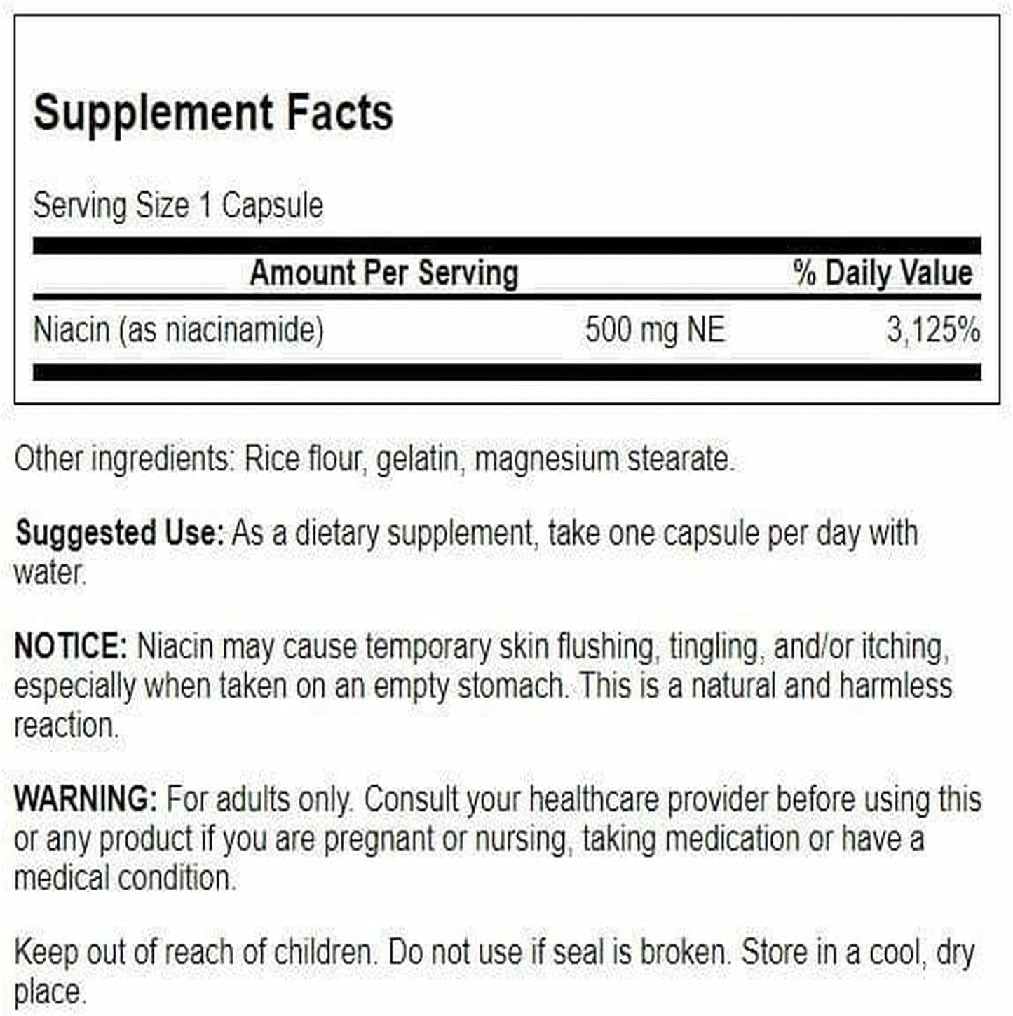 Swanson Niacinamide 500 mg, 250 Capsules (2 Pack) - görsel 2