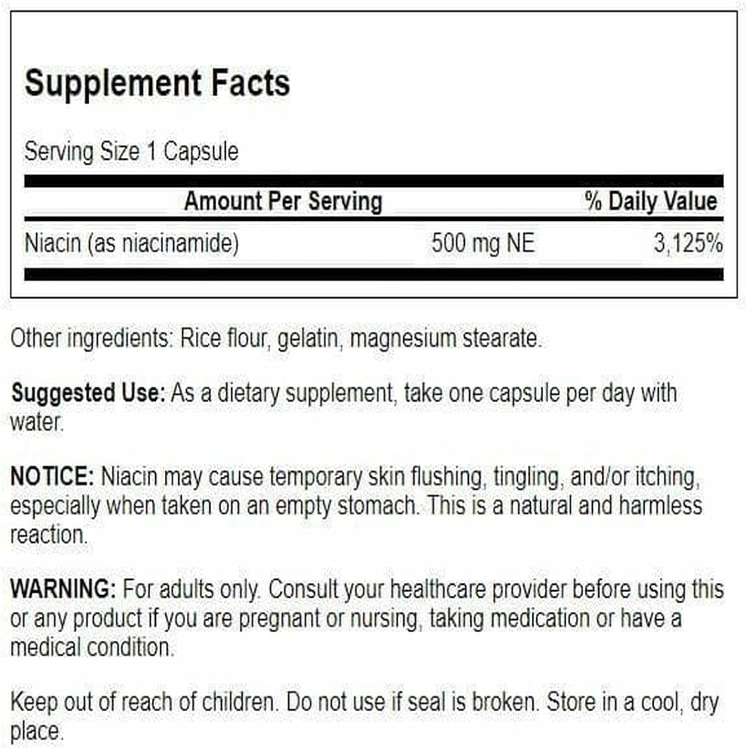Swanson Niacinamide 500 mg, 250 Capsules (2 Pack) - görsel 2