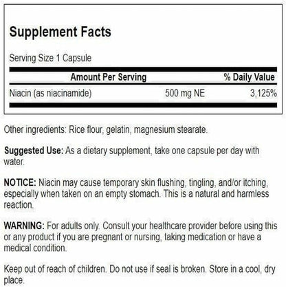 Swanson Niacinamide 500 mg, 250 Capsules (2 Pack)