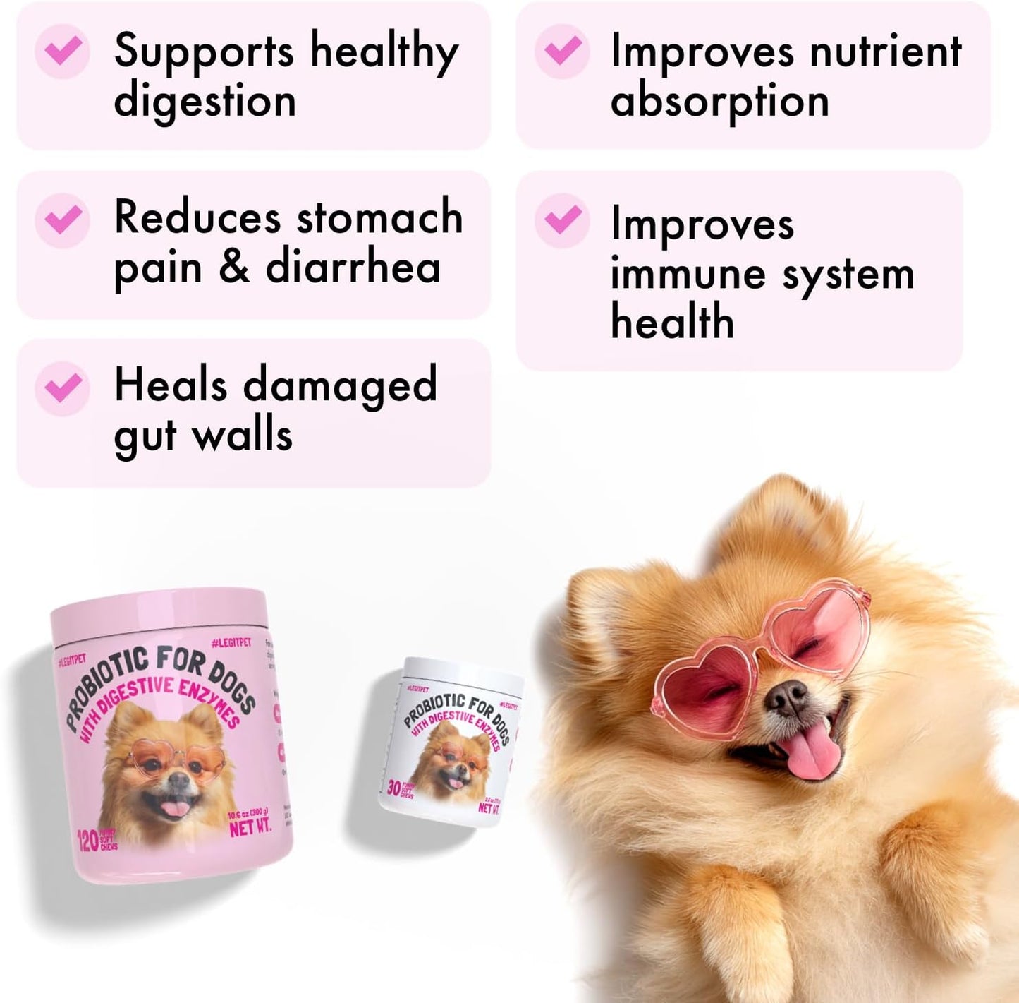 LEGITPET Probiotics for Dogs - Digestive Enzymes & Prebiotics - 30 Soft Chews - görsel 2