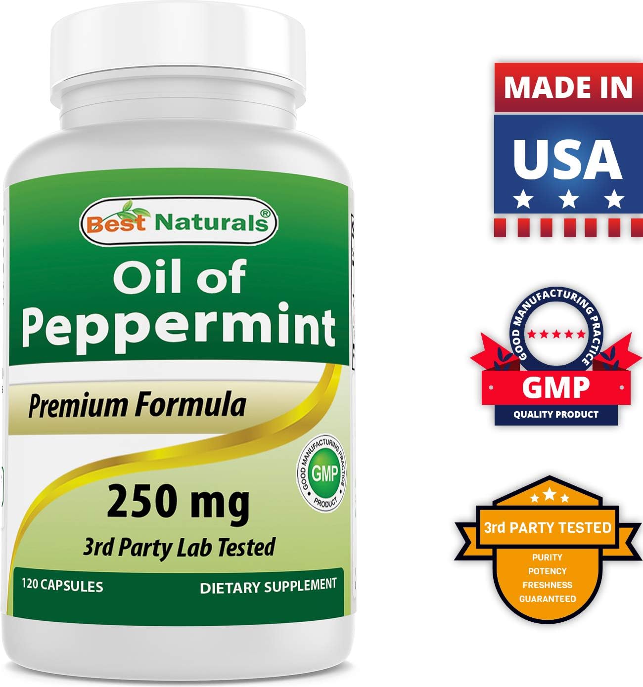 Best Naturals Peppermint Oil 250 mg - 120 Capsules (Pack of 3) - görsel 8