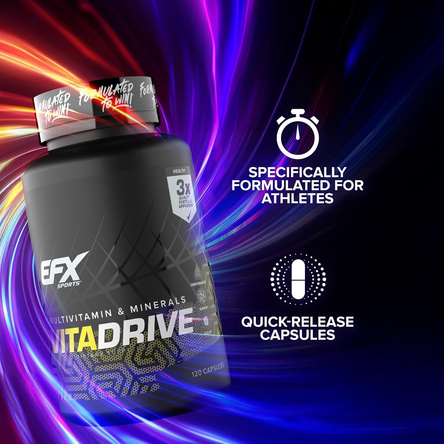 EFX Sports Vita Drive | Multivitamin for Athletes | 120 Capsules - görsel 5