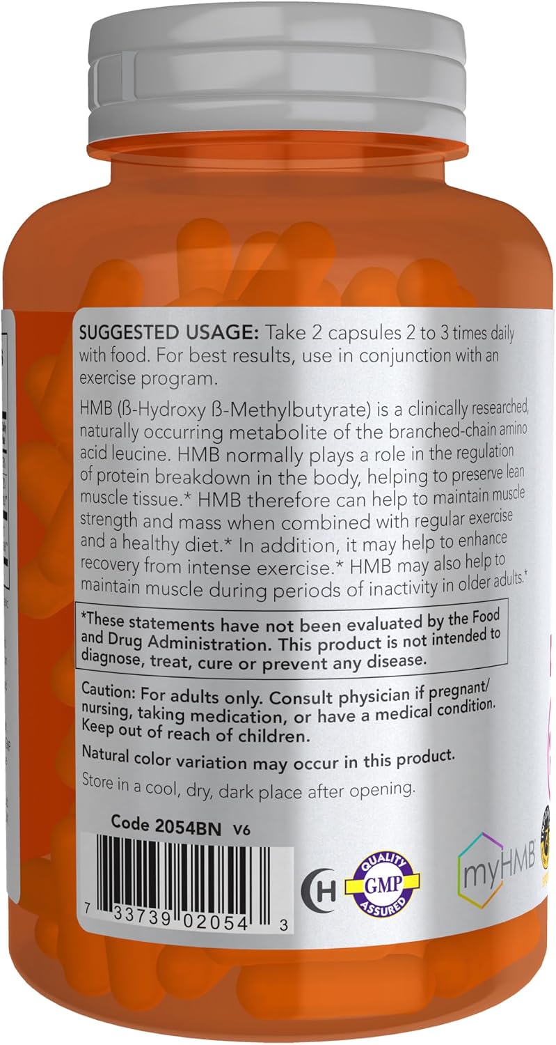 NOW Foods Sports Nutrition HMB (β-Hydroxy β-Methylbutyrate) 500 mg Sports Recovery 120 Veg Capsules - görsel 3