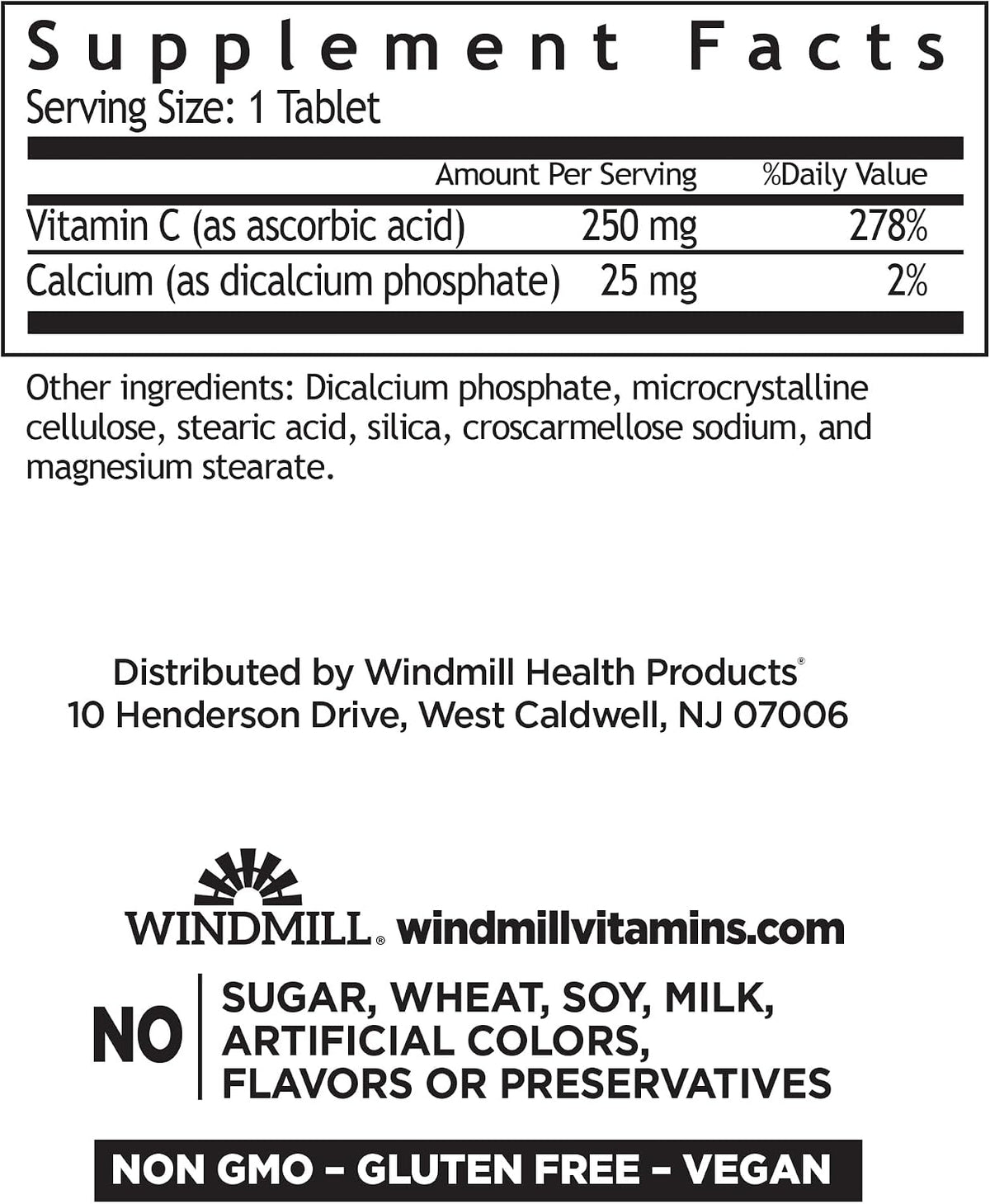 Vitamin C 250 mg Tablets – 100 Tablets by Windmill - görsel 2