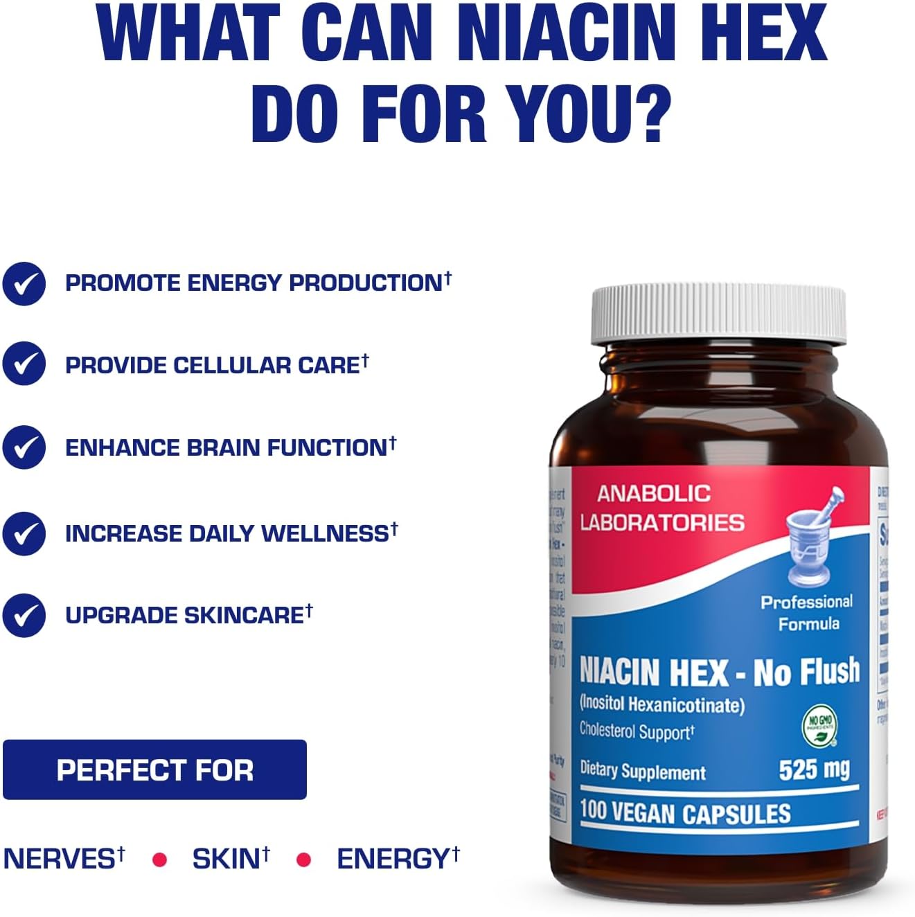 High Absorption Vitamin B3 Niacin (Flush Free) - Clinical Formula - 100 Servings - görsel 5