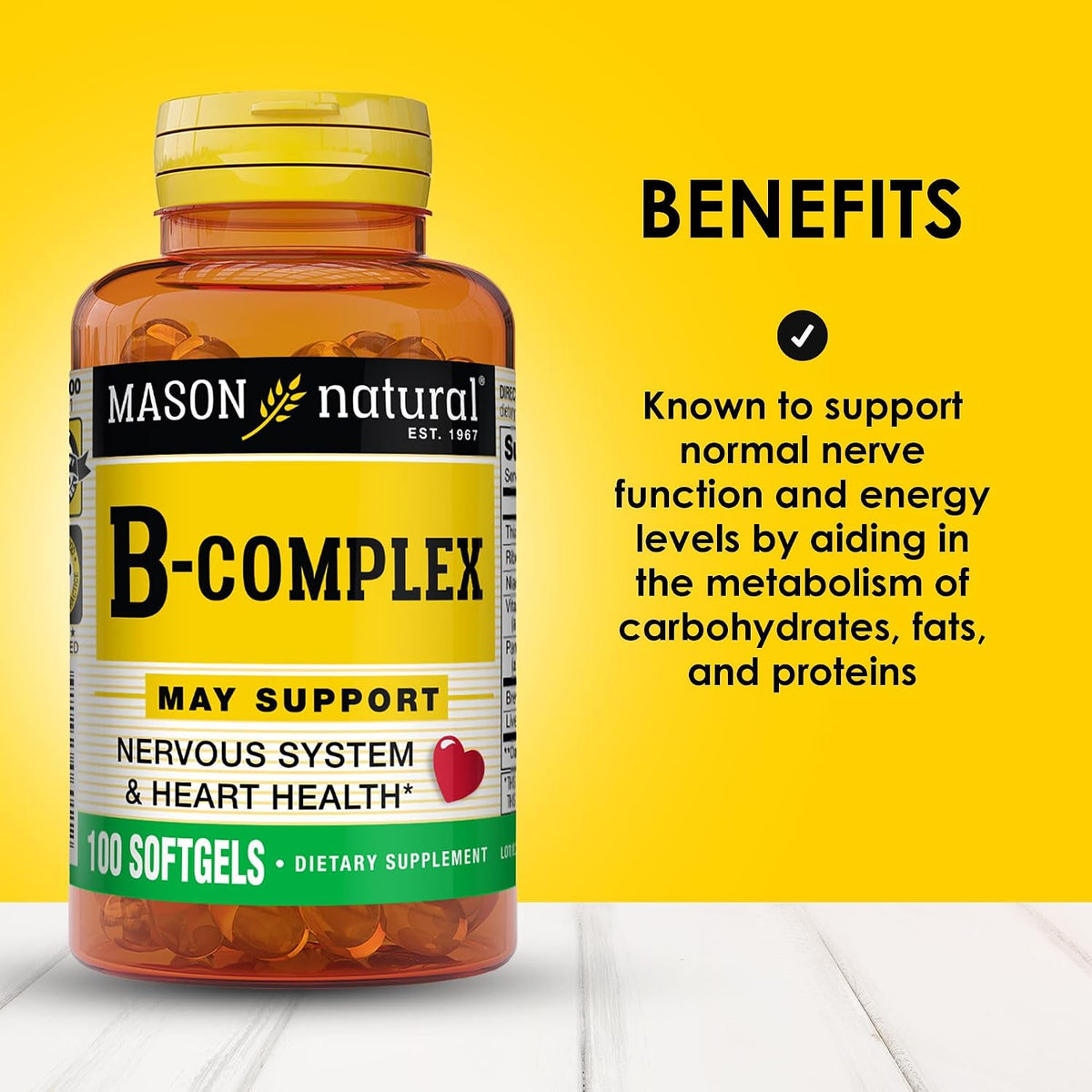 Mason Natural Vitamin B Complex, 300-Day Supply, Softgels (Pack of 3) - görsel 2