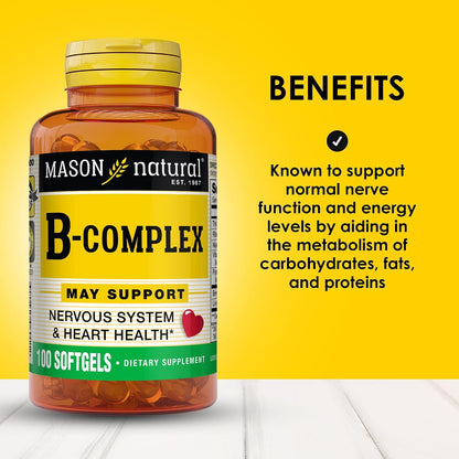 Mason Natural Vitamin B Complex, 300-Day Supply, Softgels (Pack of 3)