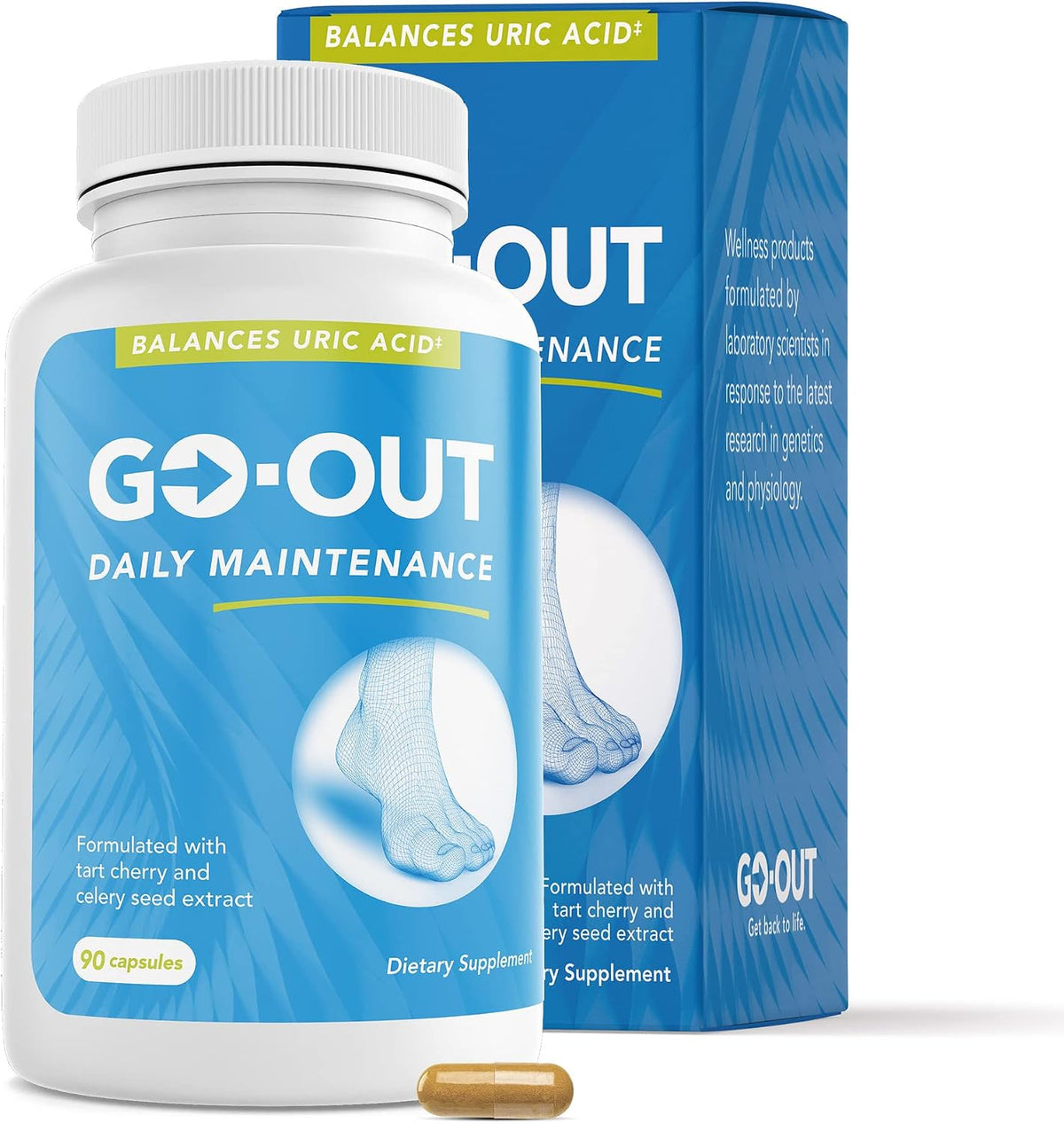 Go Out Daily Maintenance: Tart Cherry, Celery Seed & Turmeric Supplement for Uric Acid Support (90 Capsules) - görsel 1