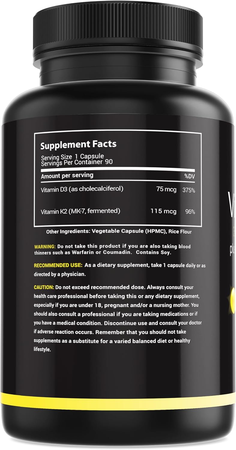 MaxX Labs Vitamin D3 K2 3000 IU with MK-7 - 90 Capsules - görsel 3