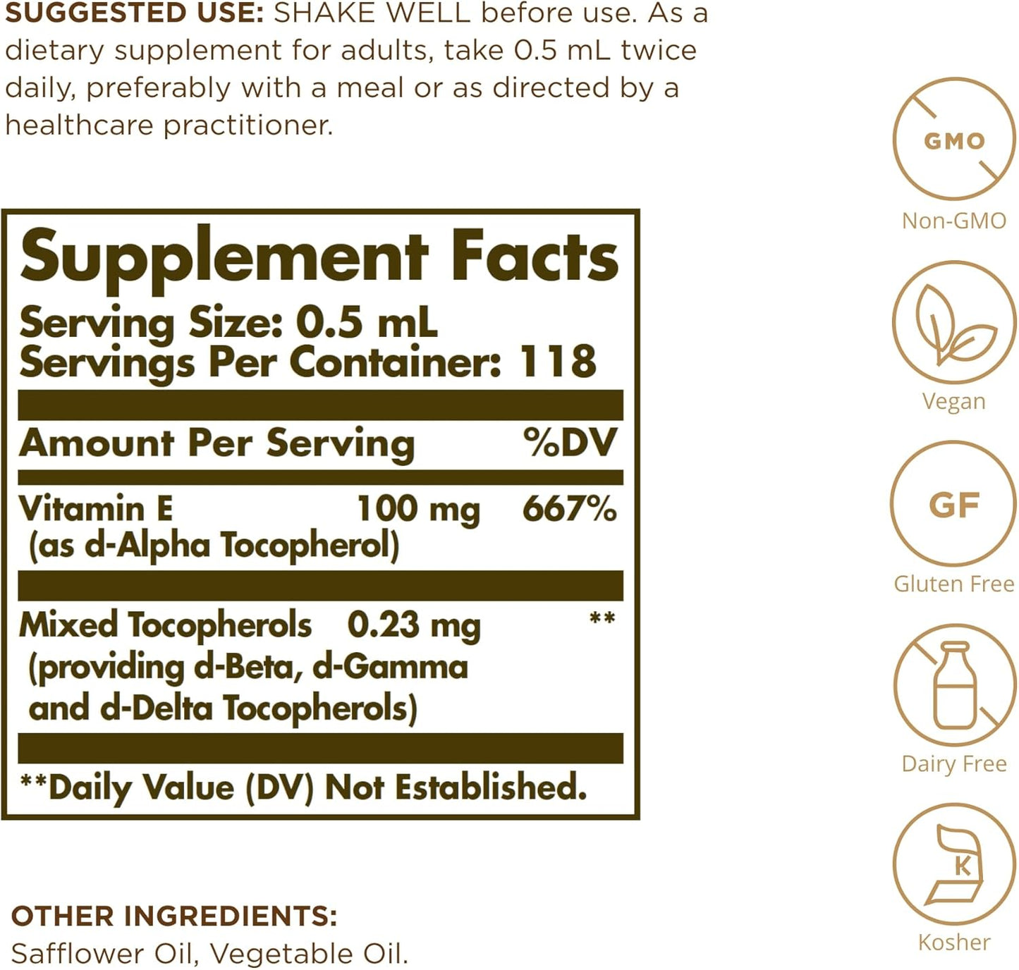 Solgar Liquid Vitamin E with Dropper, 59 ml - Natural Vitamin E Supplement - görsel 2