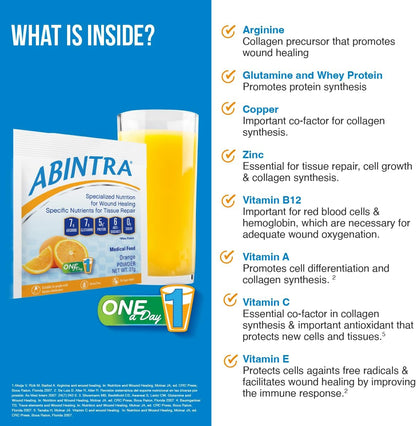 ABINTRA Specialised Nutrition for Wound Healing, L-Arginine, Orange Flavour, 6 Packets