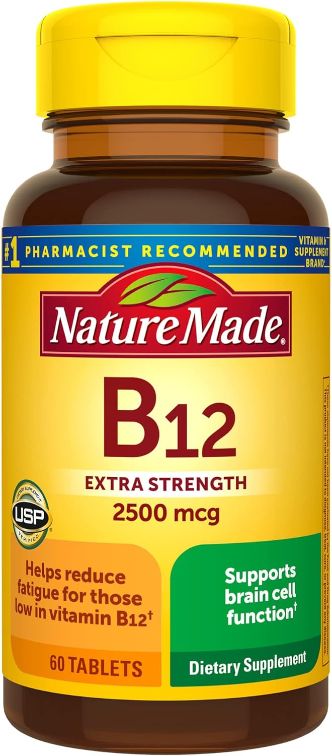 Nature Made Extra Strength Vitamin B12 2500 mcg, 60 Tablets - Energy Metabolism Support - görsel 1