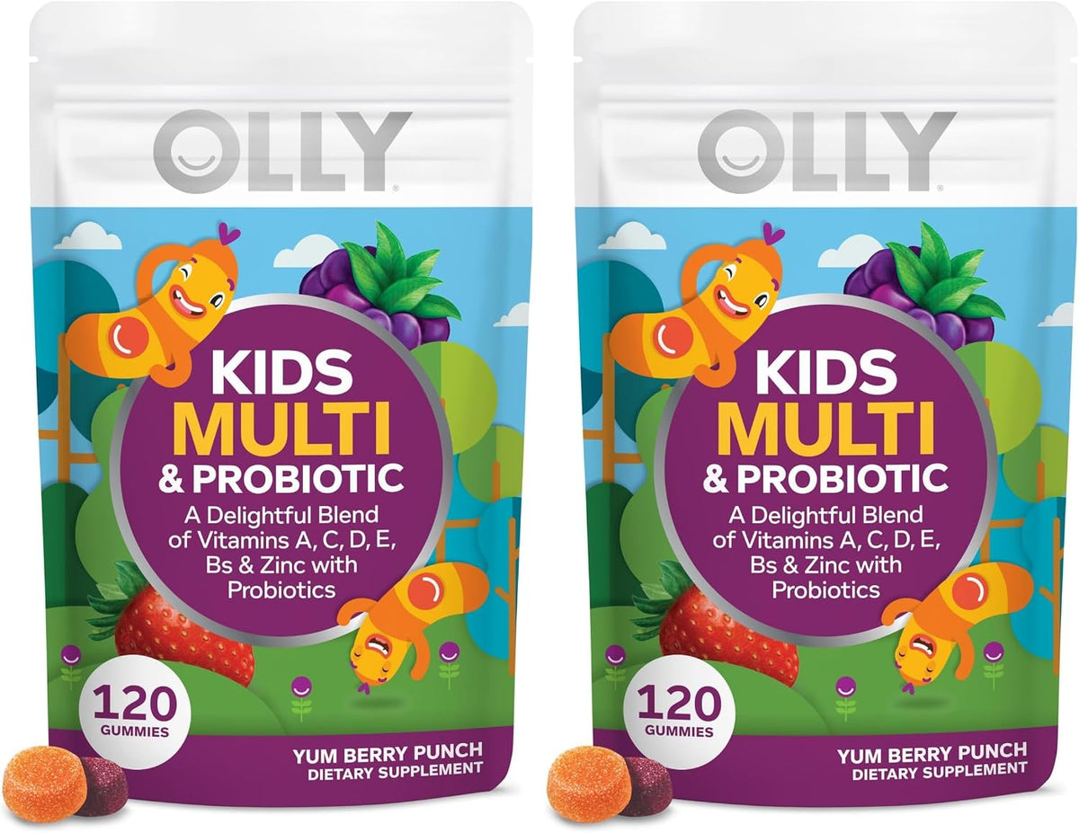OLLY Kids Multivitamin & Probiotic Gummies - Digestive Support with Vitamins A, C, D, E, B, Zinc - Berry Flavour, 120 Count - görsel 10