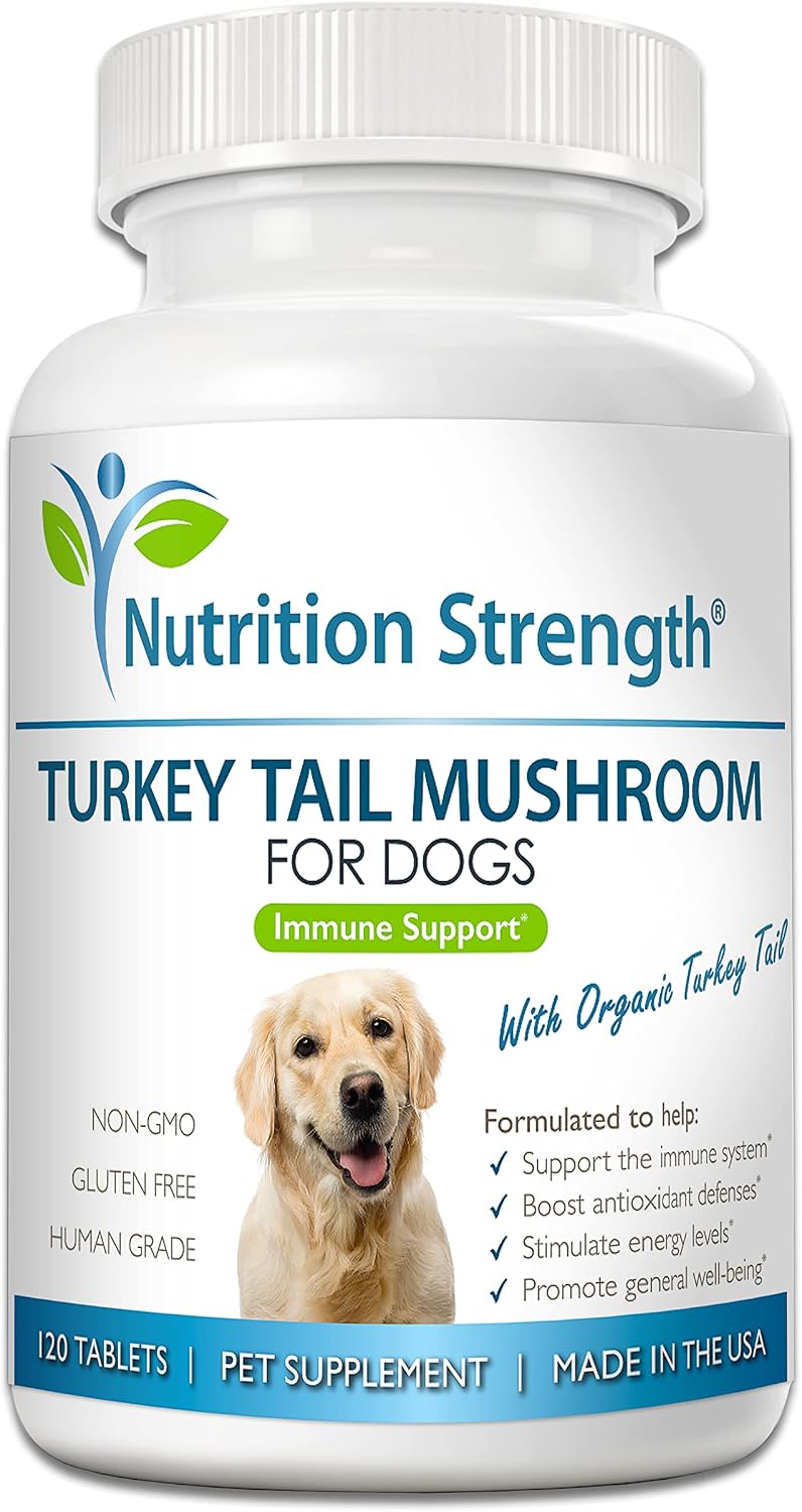 Nutrition Strength Organic Turkey Tail Mushroom for Dogs - 500mg Immune Support - 120 Chewable Tablets - görsel 1