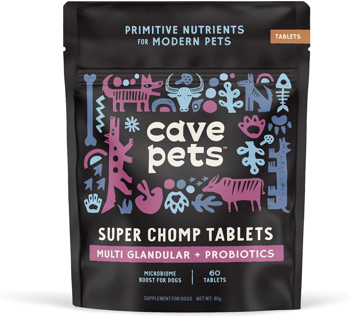 Super Chomp Tablets, Dog Probiotic Supplement for Digestive Health, Multi-Glandular & Probiotics, 60 Tablets - görsel 1